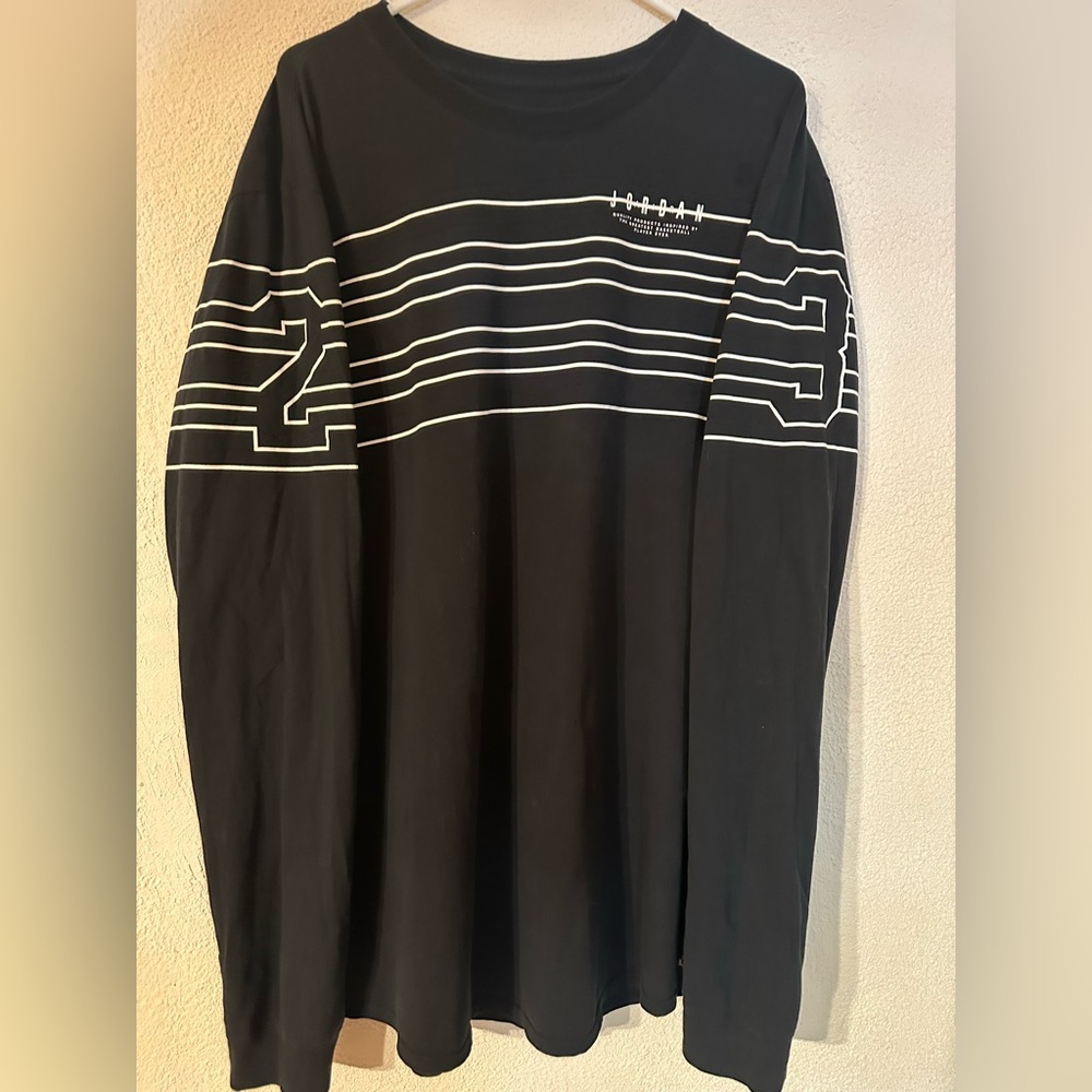 Air Jordan Sportswear Lines 23 Long Sleeve T-Shirt Men Black/White Cotton XXLT